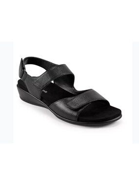 Easy Spirit Sandals Womens 7 Narrow Hartwell Black Leather Strappy Slingback New